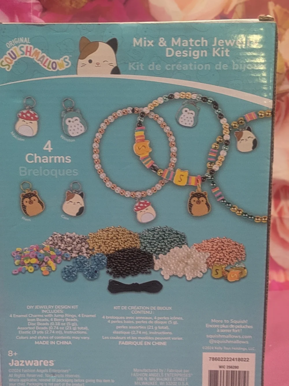 Squishmallows Mix & Match Jewelry Design Kit - Blue/Pink Bead Set
